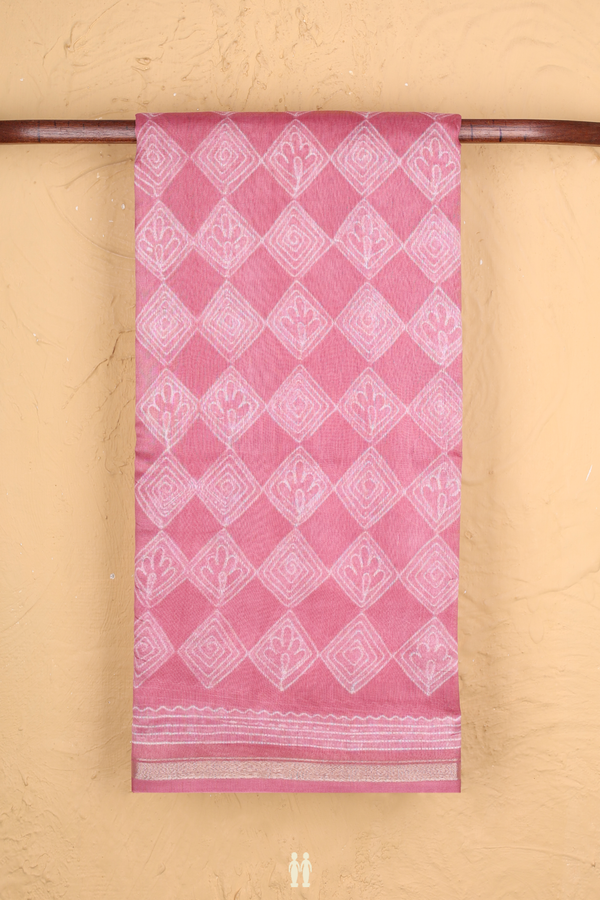 Tussar Silk Saree In Dusty Pink With Shibori Design