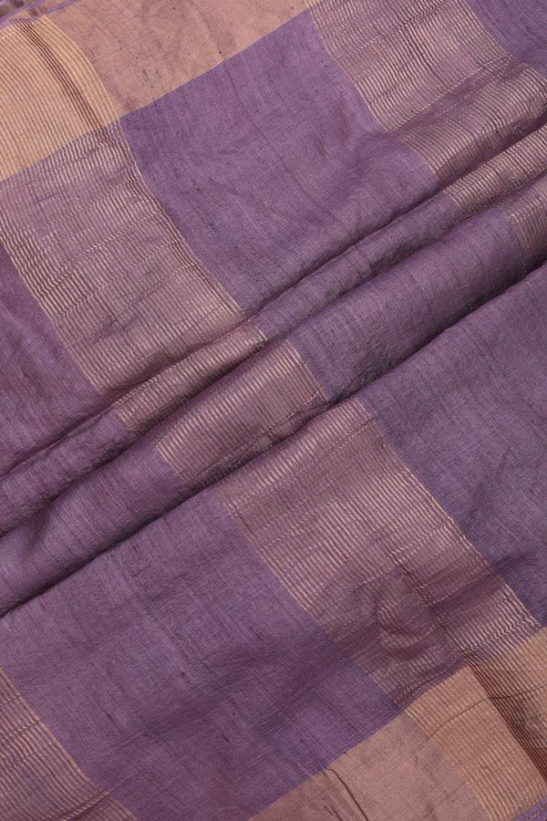 Tussar Silk Saree In Dusty Purple With Allover Floral Design
