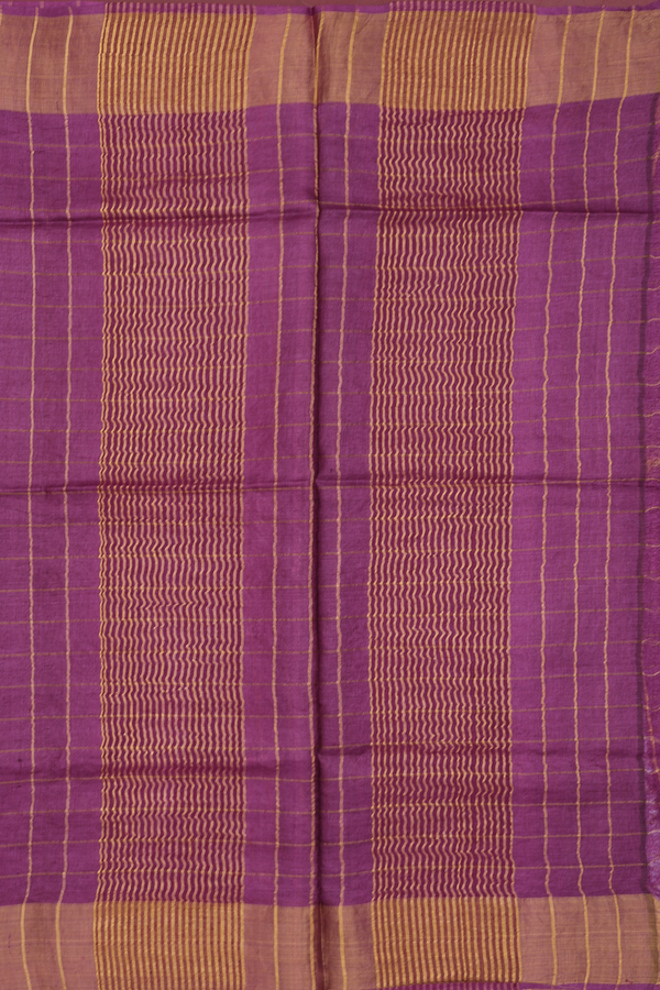 Tussar Silk Saree In Dusty Purple With Floral Buttas