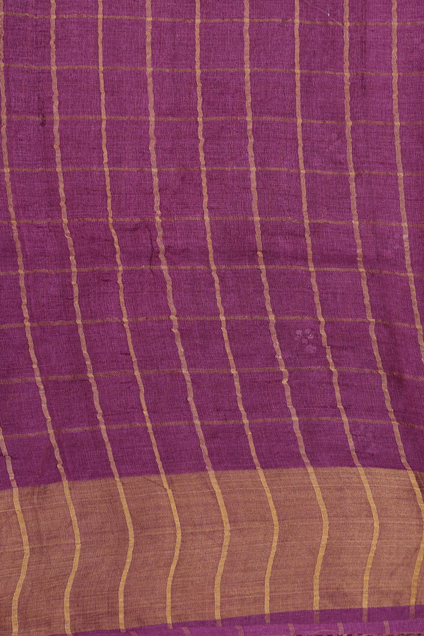 Tussar Silk Saree In Dusty Purple With Floral Buttas
