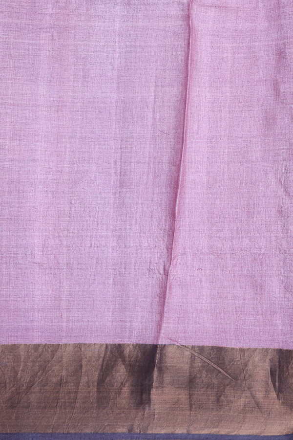 Tussar Silk Saree In Dusty Purple With Floral Design