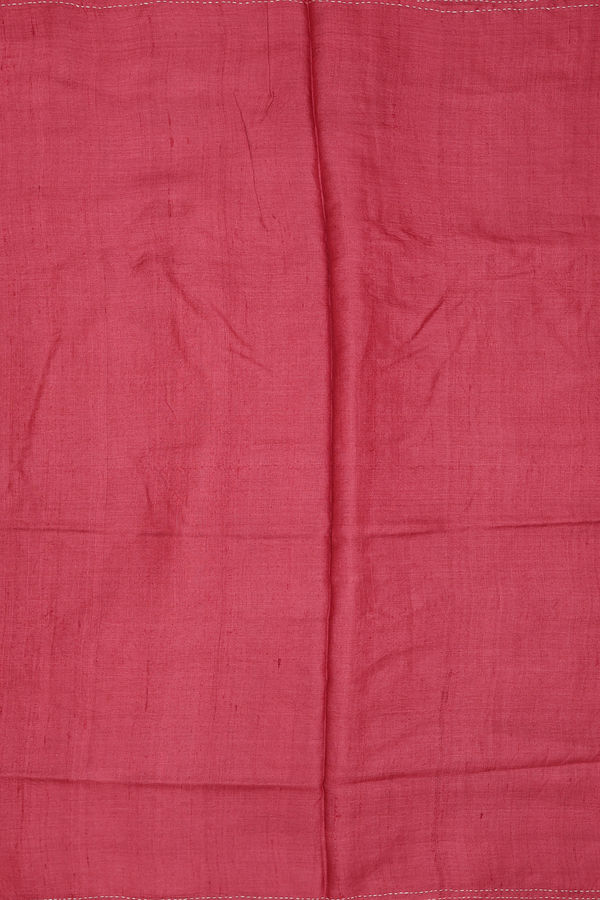 Tussar Silk Saree In Dusty Red With Hand Embroidered Pallu