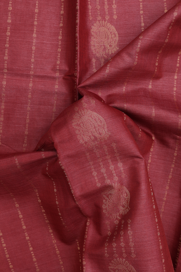 Tussar Silk Saree In Reddish Brown With Stripes Design