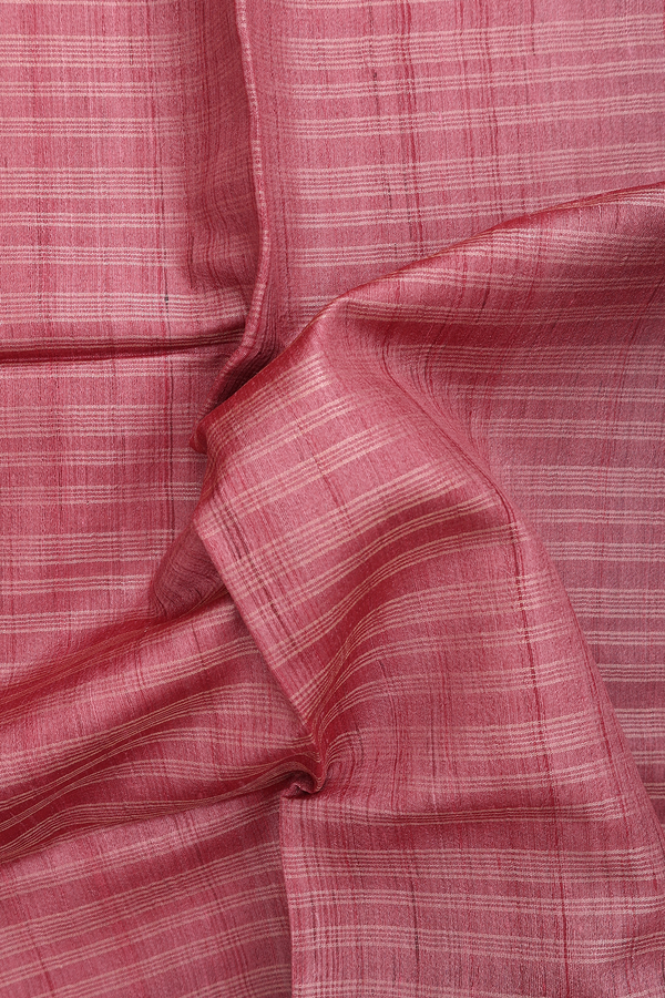 Tussar Silk Saree In Dusty Red With Stripes Design