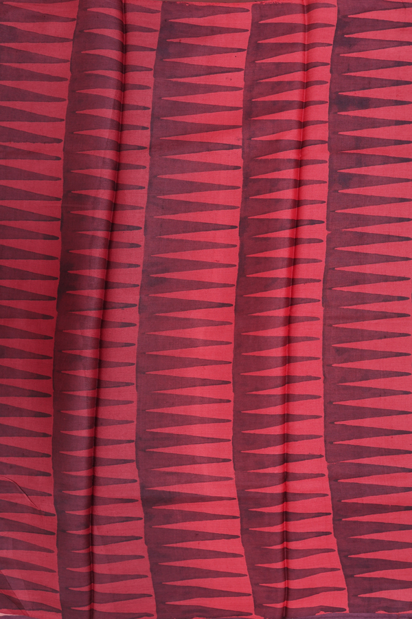 Tussar Silk Saree In Dusty Rose With Chevron Printed Design