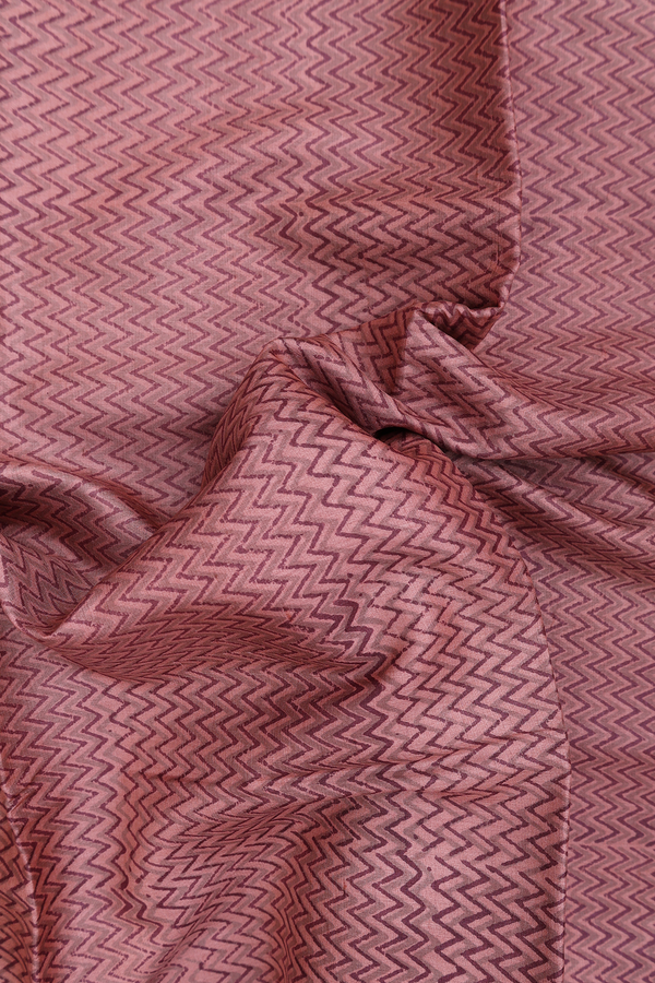 Tussar Silk Saree In Dusty Rose With Chevron Printed Design