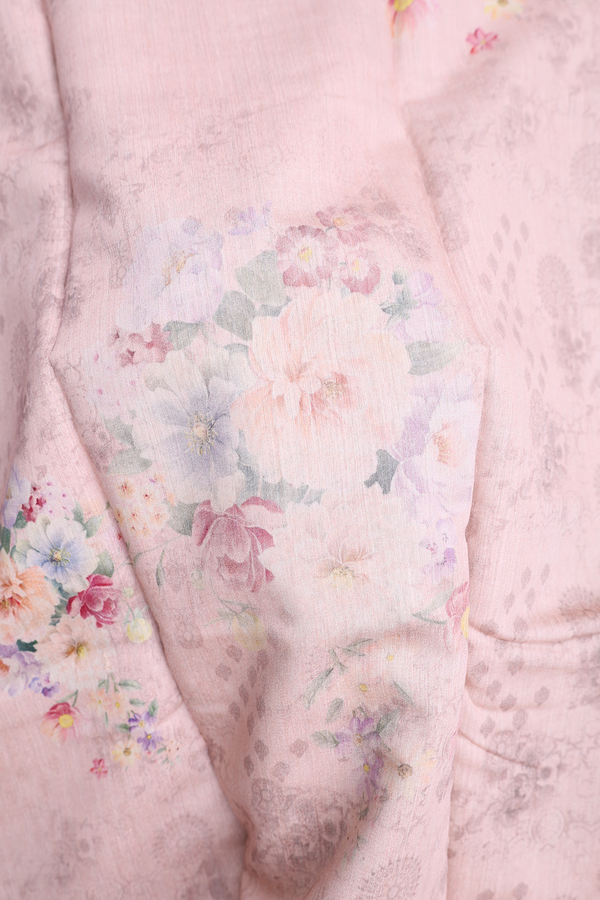Tussar Silk Saree In Dusty Rose With Floral Printed Design