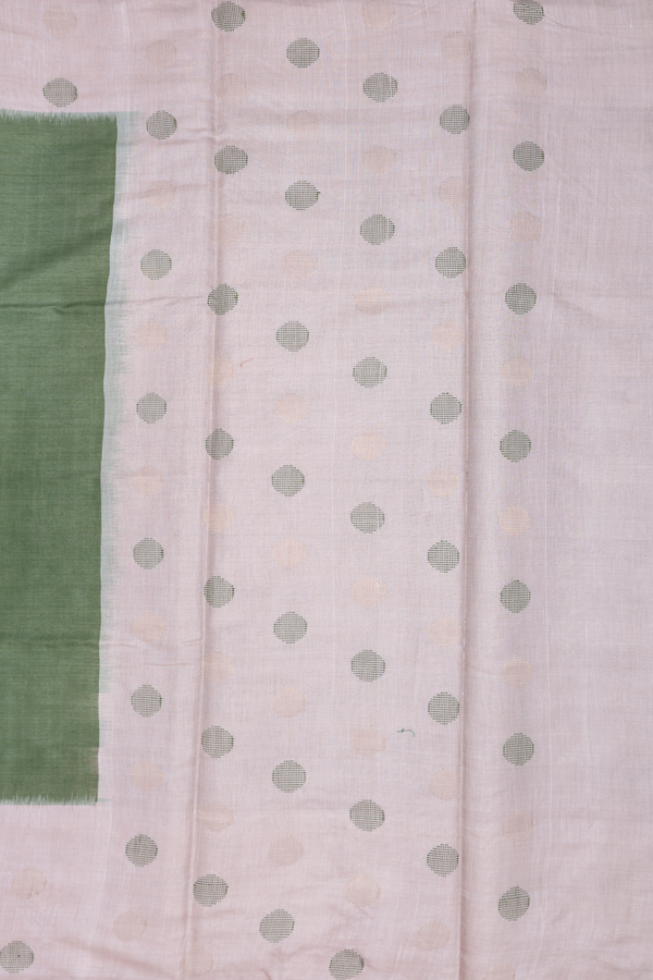 Tussar Silk Saree In Plain Fern Green With Contrast Border