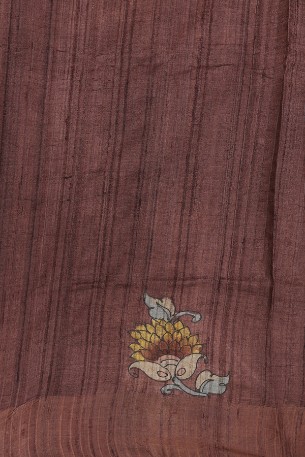 Tussar Silk Saree In Fern Green With Floral Design