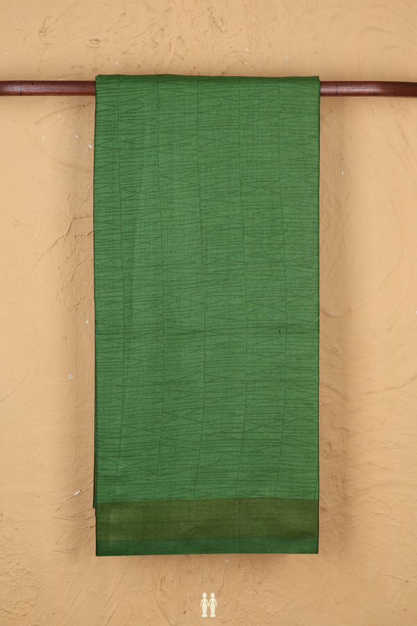 Tussar Silk Saree In Fern Green With Printed Design