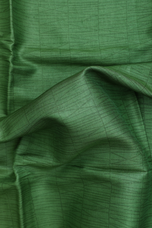 Tussar Silk Saree In Fern Green With Printed Design