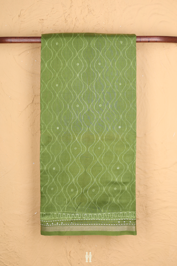 Tussar Silk Saree In Fern Green With Shibori Design