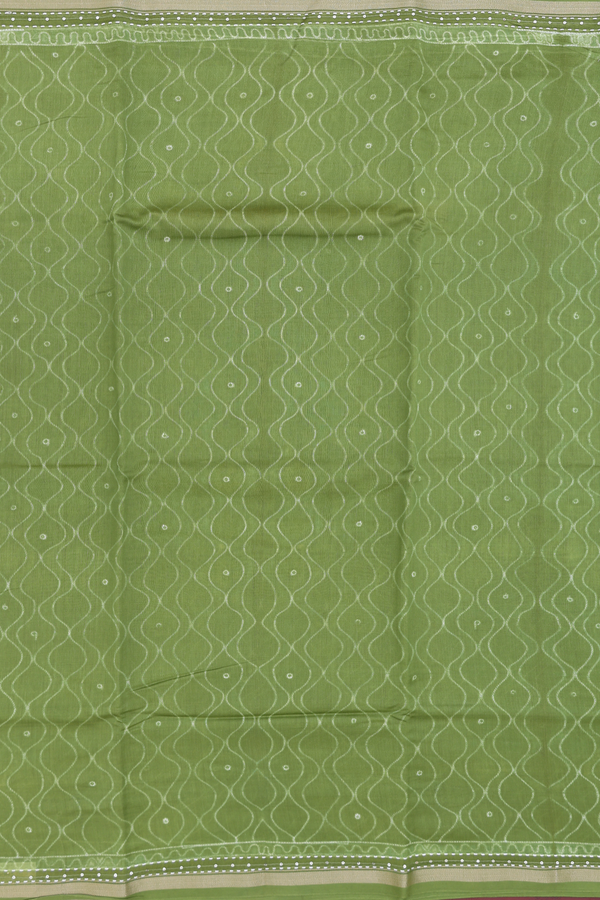 Tussar Silk Saree In Fern Green With Shibori Design