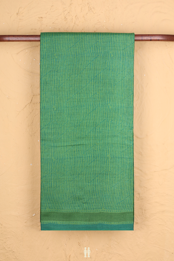 Tussar Silk Saree In Fern Green With Stripes Design