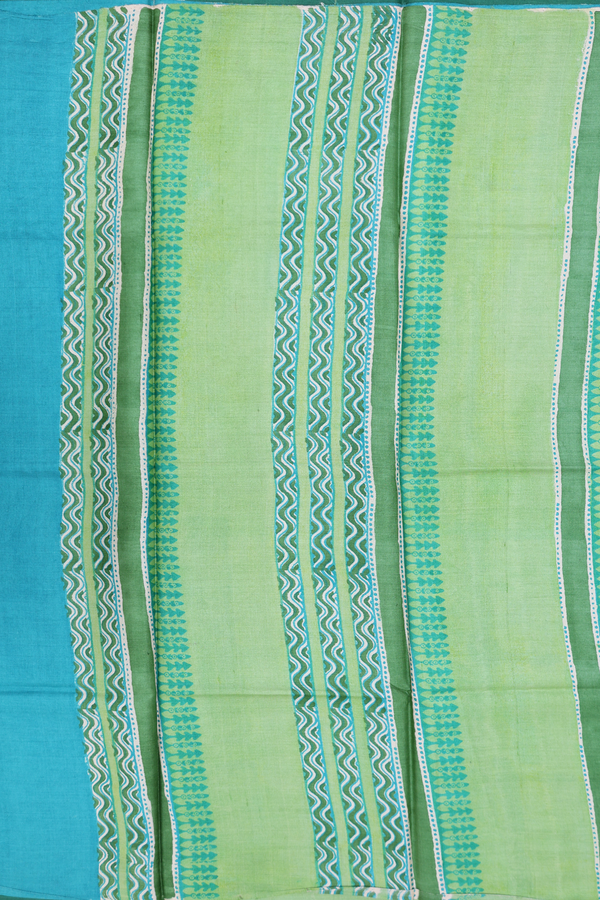 Tussar Silk Saree In Fern Green With Stripes Design