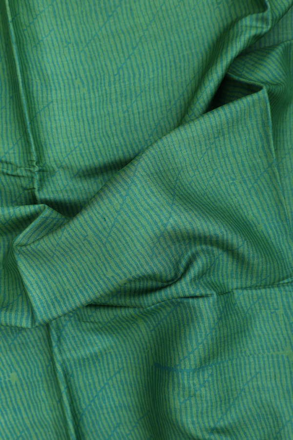 Tussar Silk Saree In Fern Green With Stripes Design