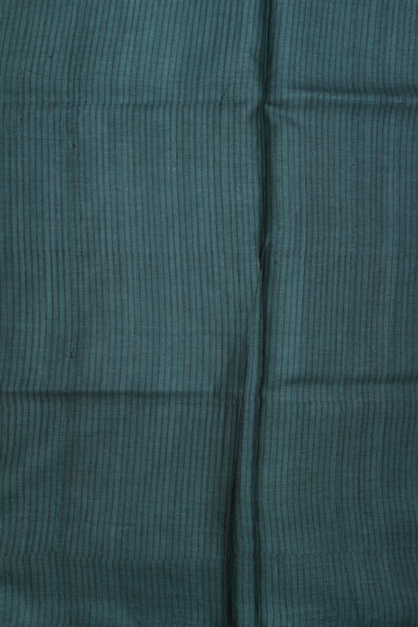 Tussar Silk Saree In Forest Green With Floral Design