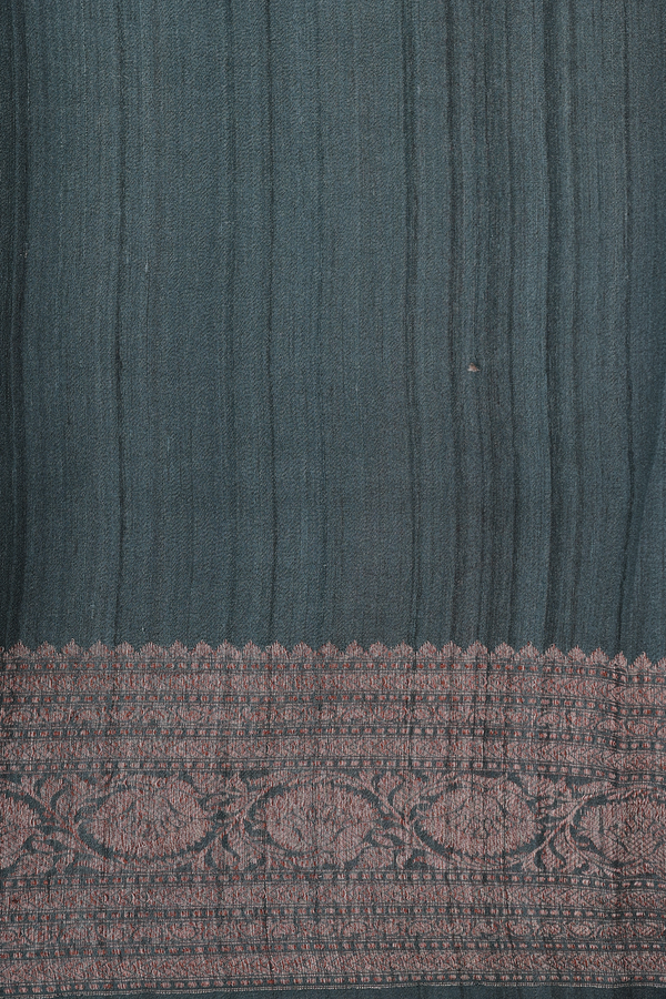 Tussar Silk Saree In Forest Green With Floral Printed Design