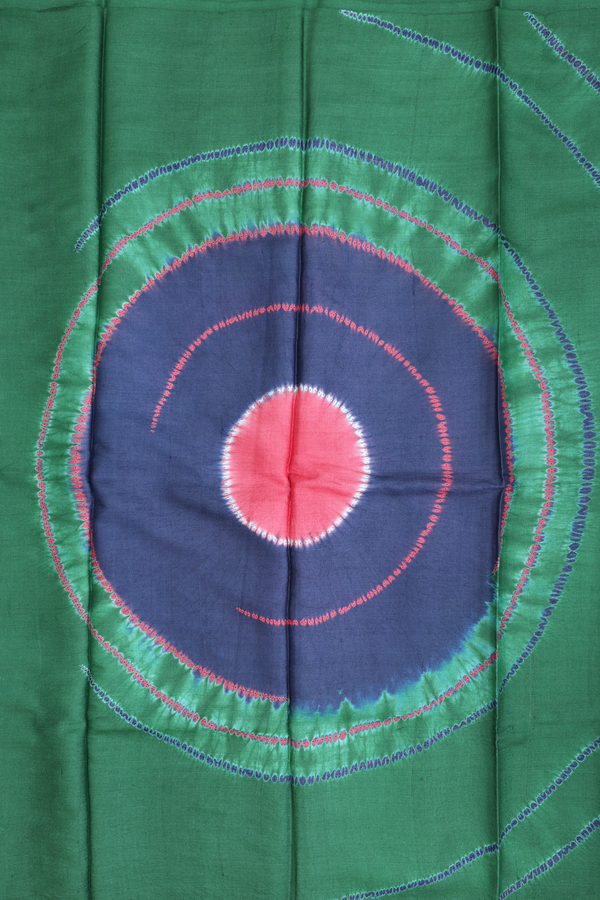 Tussar Silk Saree In Forest Green With Printed Pallu