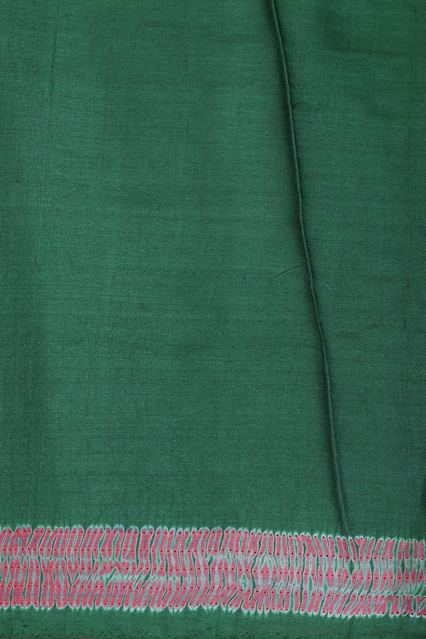Tussar Silk Saree In Forest Green With Printed Pallu