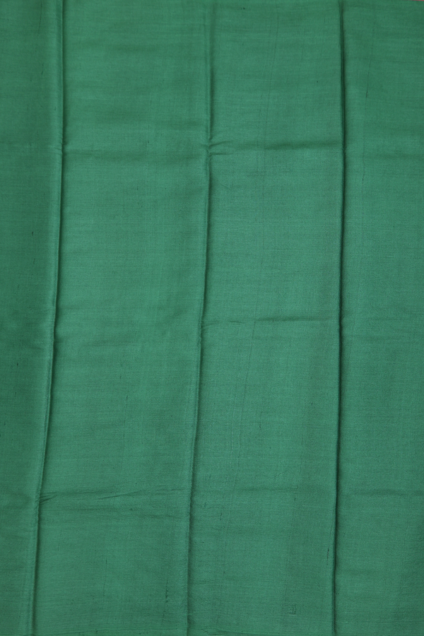 Tussar Silk Saree In Forest Green With Printed Pallu