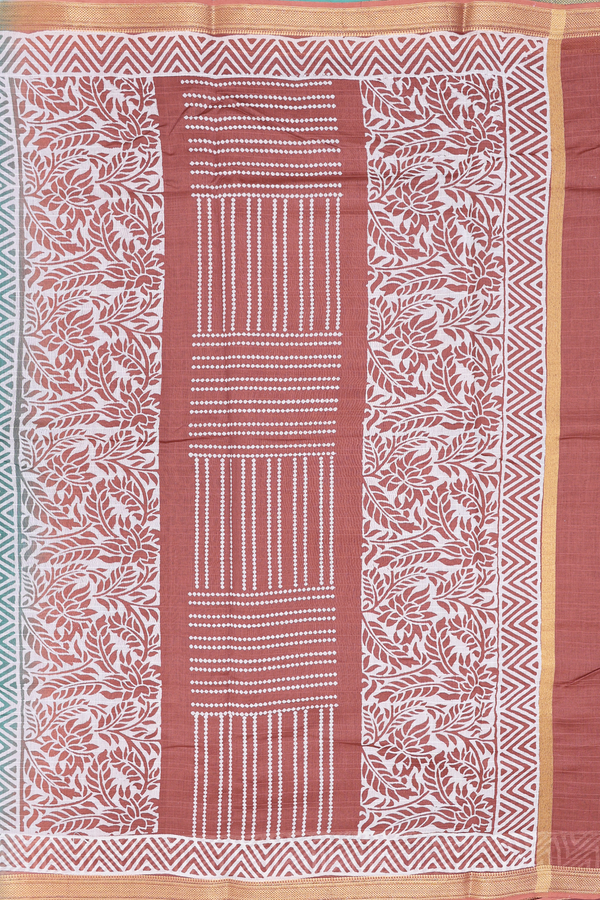 Tussar Silk Saree In Forest Green With Tree Design