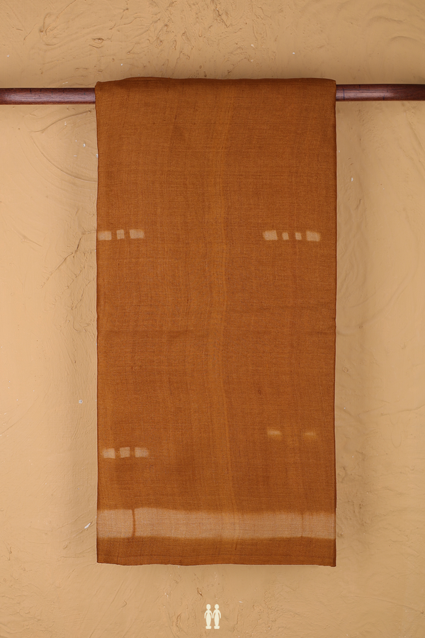 Tussar Silk Saree In Ginger Orange With Printed Buttas