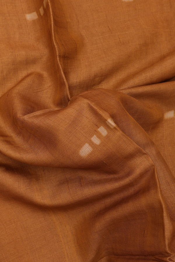 Tussar Silk Saree In Ginger Orange With Printed Buttas