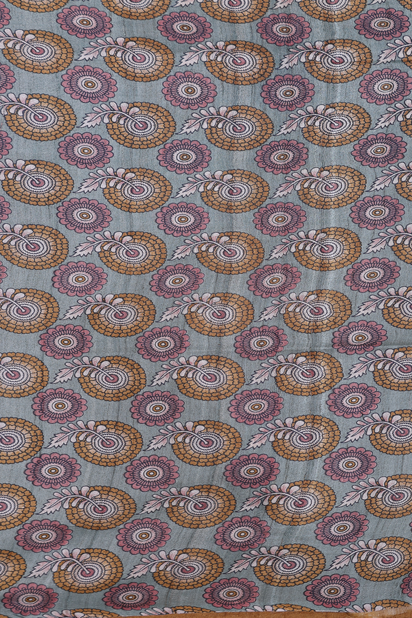 Tussar Silk Saree In Golden Brown With Madhubani Design