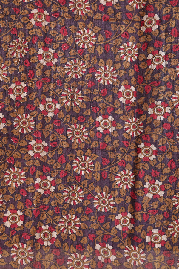 Tussar Silk Saree In Golden Brown With Madhubani Pallu