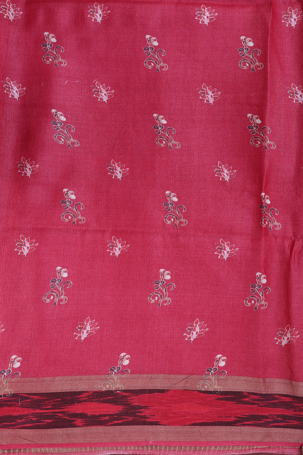 Tussar Silk Saree In Golden Brown With Peacock Printed Design