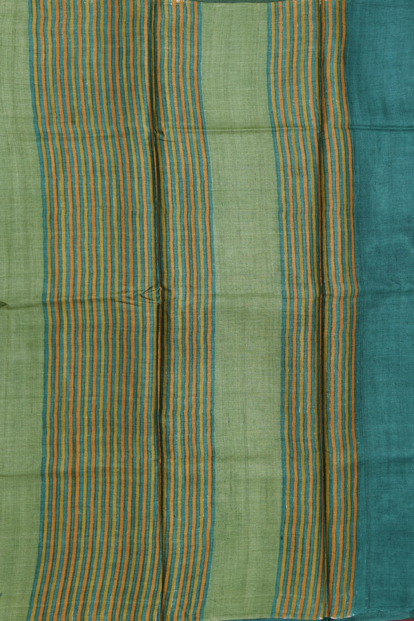 Tussar Silk Saree In Golden Olive With Floral Design