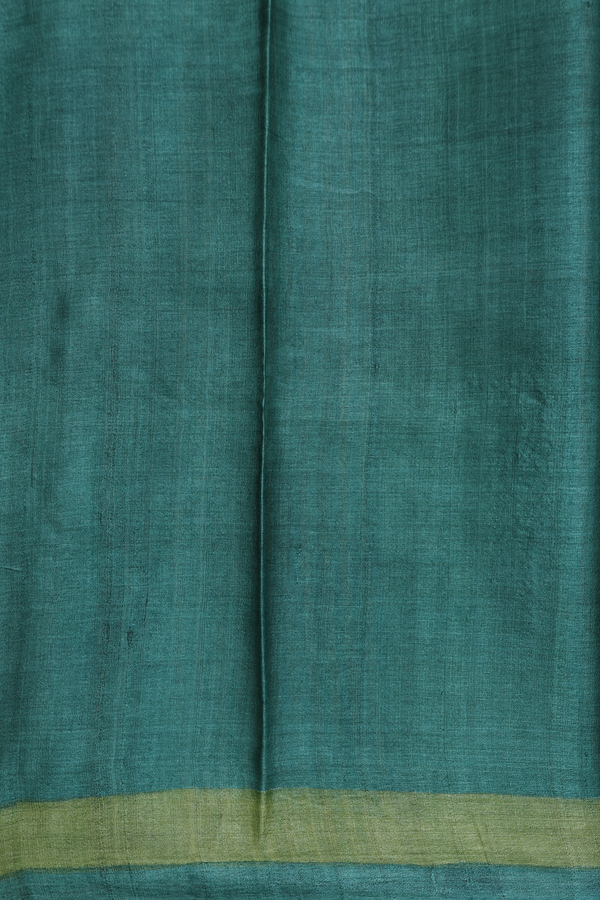 Tussar Silk Saree In Golden Olive With Floral Design