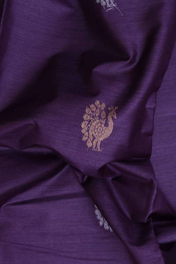 Tussar Silk Saree In Grape Purple With Peacock Motifs