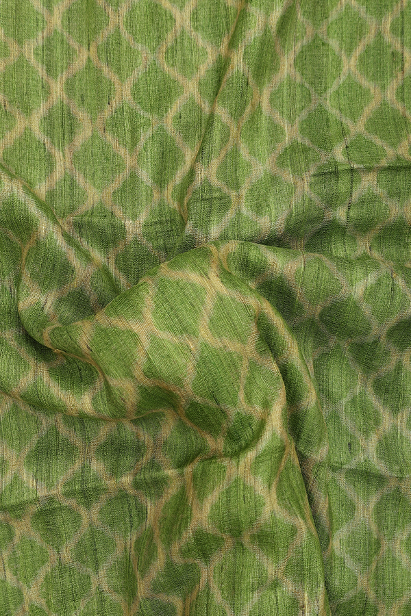 Tussar Silk Saree In Green With Allover Design