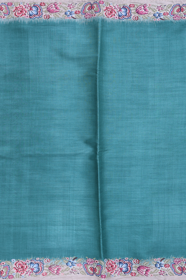 Tussar Silk Saree In Green With Contrast Border