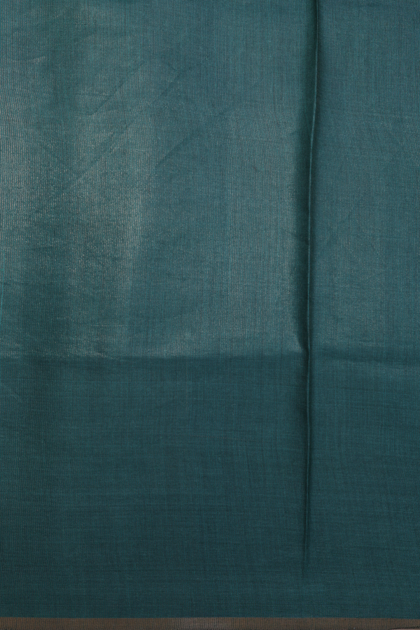 Tussar Silk Saree In Green With Floral Design