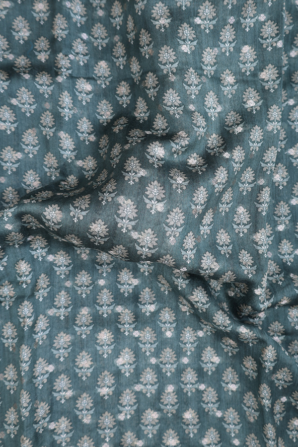 Tussar Silk Saree In Green With Floral Design