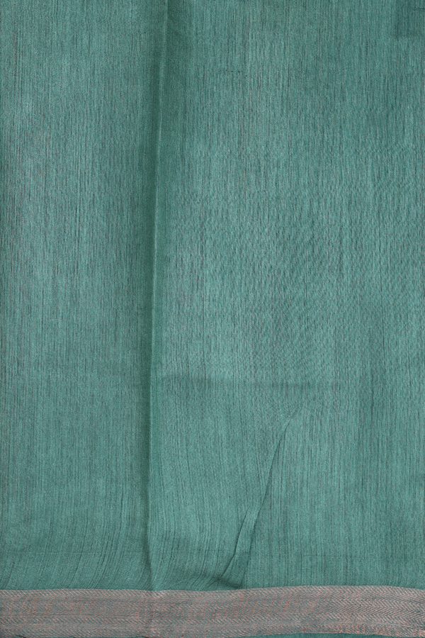 Tussar Silk Saree In Green With Floral Printed Design