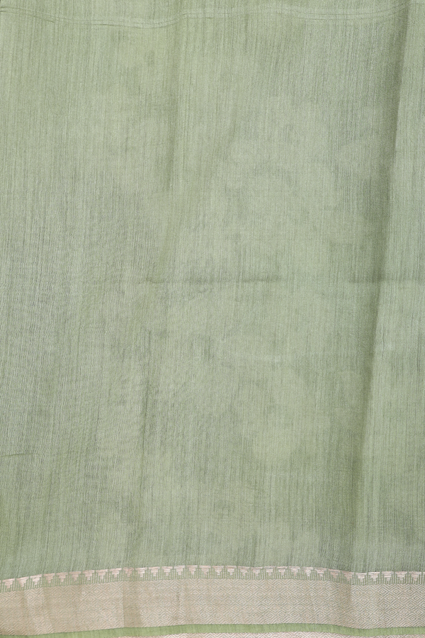 Tussar Silk Saree In Green With Floral Printed Design