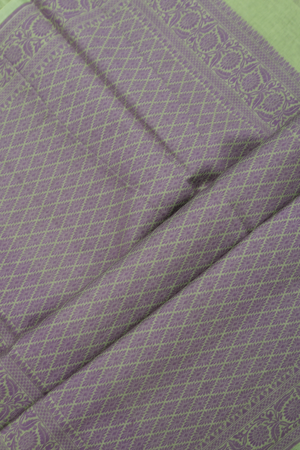 Tussar Silk Saree In Green With Floral Threadwork Buttas