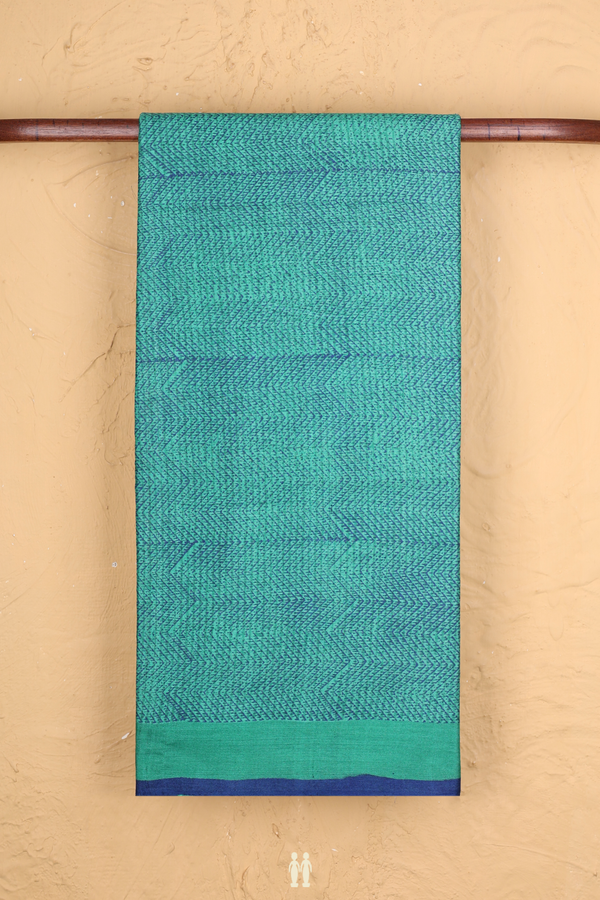 Tussar Silk Saree In Green With Printed Design