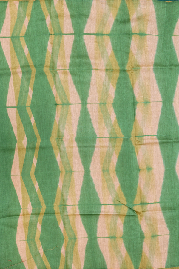 Tussar Silk Saree In Green With Printed Design