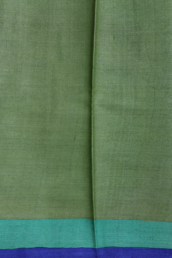 Tussar Silk Saree In Green With Printed Design