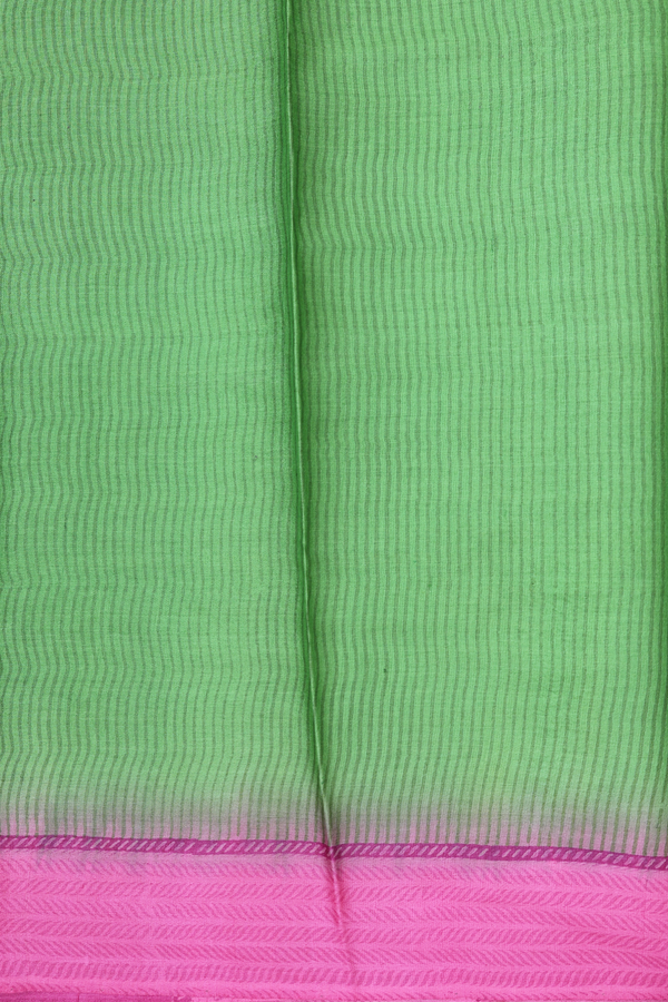 Tussar Silk Saree In Green With Printed Design