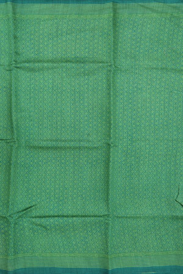 Tussar Silk Saree In Green With Printed Design