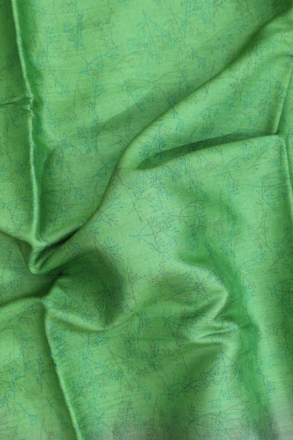 Tussar Silk Saree In Green With Printed Design