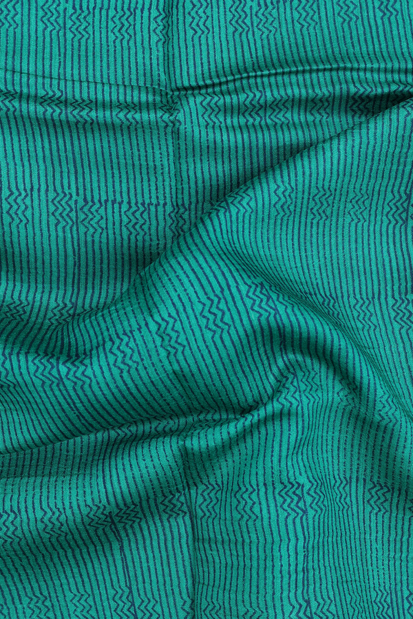 Tussar Silk Saree In Green With Printed Design