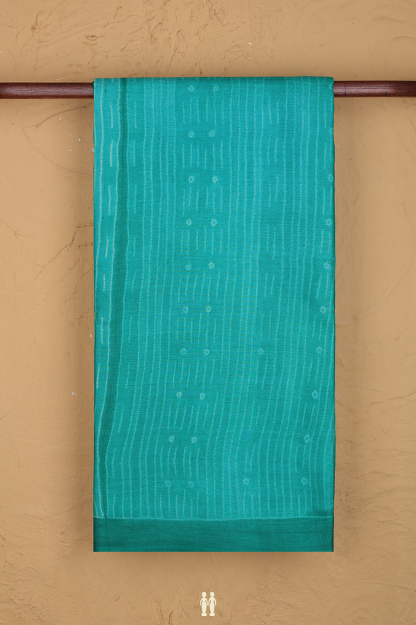 Tussar Silk Saree In Green With Shibori Design