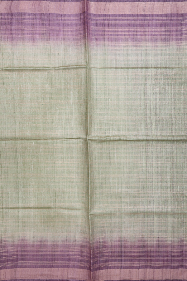 Tussar Silk Saree In Green With Stripes Design